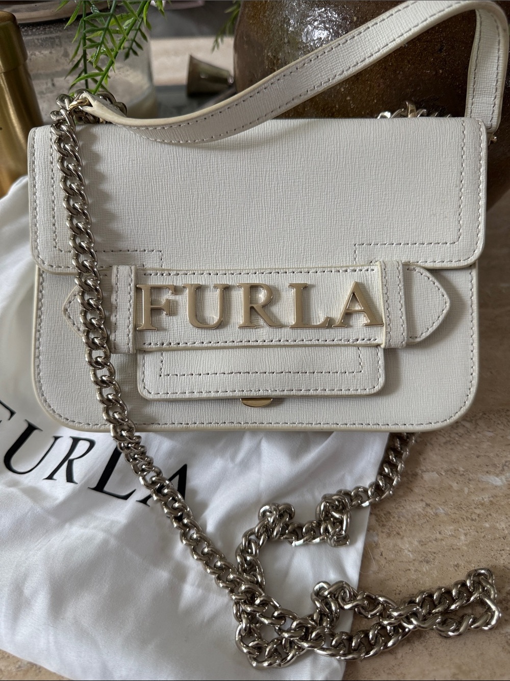 Furla Carol Mini Crossbody Bag White Leather